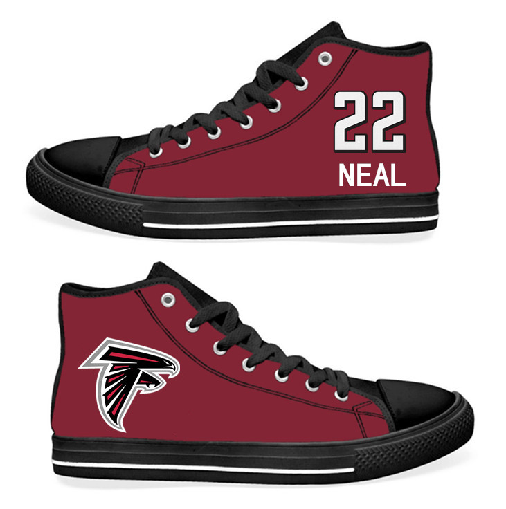 NFL Atlanta Falcons 22# Keanu Neal black Red Hand Painted Unisex Custom Centre-TOP Canvas Shoes