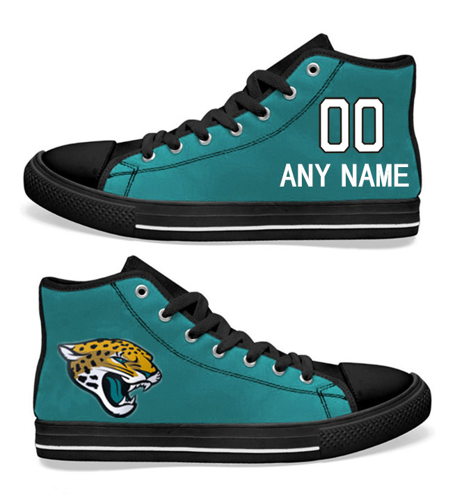 NFL Jacksonville Jaguars Teal Custom  Hand Painted Unisex Custom Centre-TOP Canvas Shoes