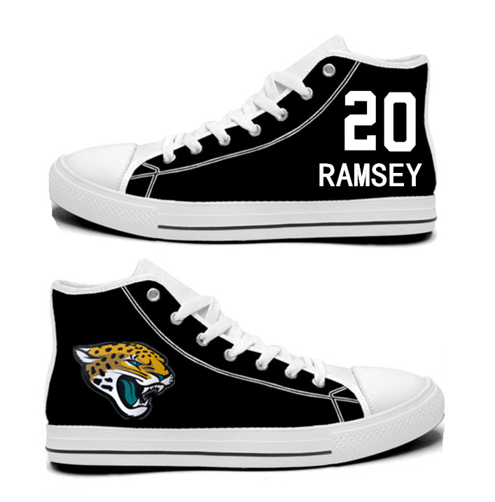 NFL Jacksonville Jaguars 20# Jalen Ramsey black Hand Painted Unisex Custom Centre-TOP Canvas Shoes