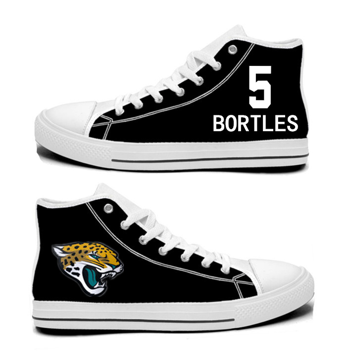 NFL Jacksonville Jaguars 5#  Blake Bortles  black Hand Painted Unisex Custom Centre-TOP Canvas Shoes