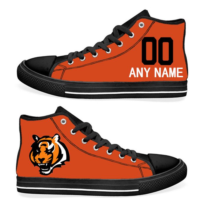 NFL Cincinnati Bengals Orange Hand Painted Unisex Custom Centre-TOP Canvas Shoes