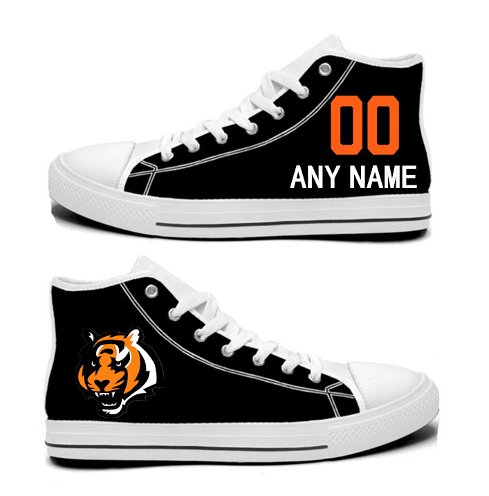 NFL Cincinnati Bengals black Hand Painted Unisex Custom Centre-TOP Canvas Shoes