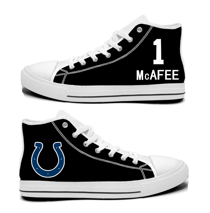 NFL Indianapolis Colts 1#  Pat McAfee  black Hand Painted Unisex Custom Centre-TOP Canvas Shoes