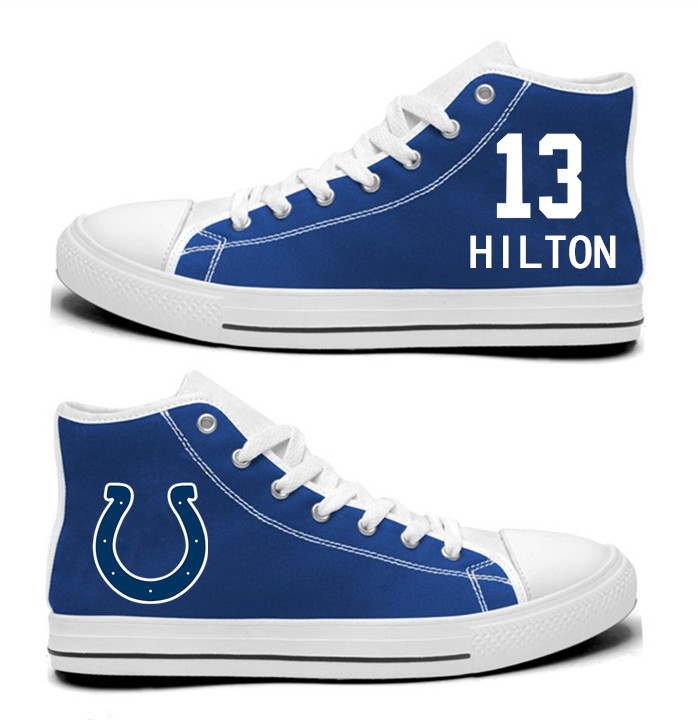 NFL Indianapolis Colts 13# T.Y. Hilton  Royal Blue Hand Painted Unisex Custom Centre-TOP Canvas Shoes