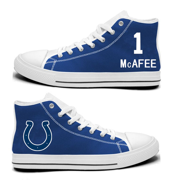 NFL Indianapolis Colts 1#  Pat McAfee  Royal Blue Hand Painted Unisex Custom Centre-TOP Canvas Shoes