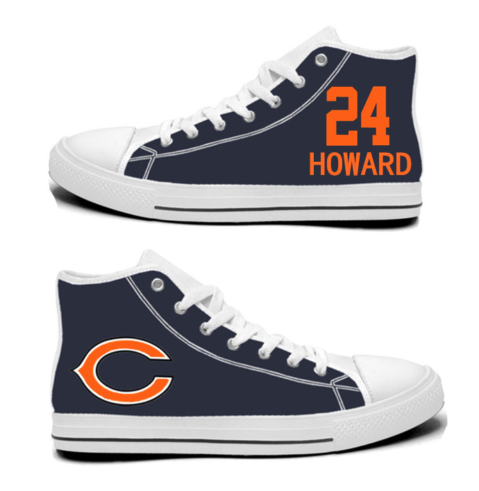 NFL Chicago Bears 24# Jordan Howard Navy Hand Painted Unisex Custom Centre-TOP Canvas Shoes