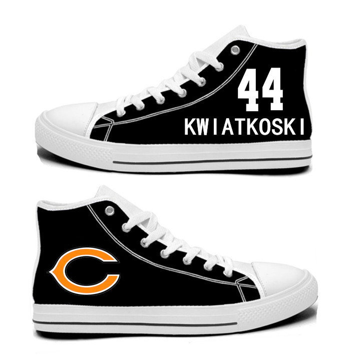 NFL Chicago Bears 44#  Nick Kwiatkoski  black Hand Painted Unisex Custom Centre-TOP Canvas Shoes