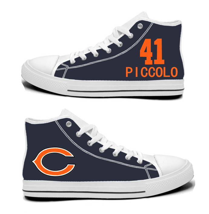 NFL Chicago Bears 41# Brian Piccolo  Navy Hand Painted Unisex Custom Centre-TOP Canvas Shoes