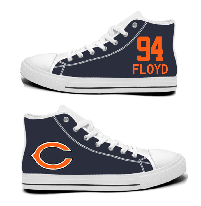 NFL Chicago Bears 94# Leonard Floyd Navy Hand Painted Unisex Custom Centre-TOP Canvas Shoes