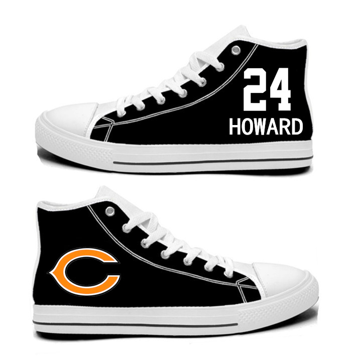 NFL Chicago Bears 24# Jordan Howard black Hand Painted Unisex Custom Centre-TOP Canvas Shoes