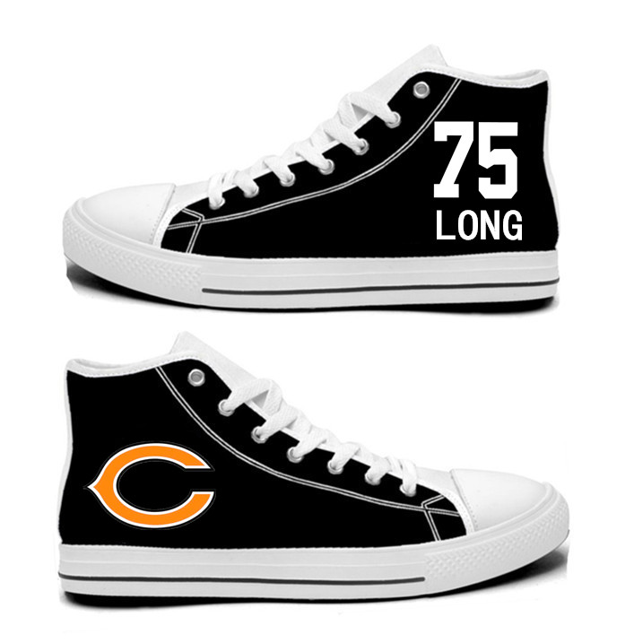 NFL Chicago Bears 75#  Kyle Long  black Hand Painted Unisex Custom Centre-TOP Canvas Shoes