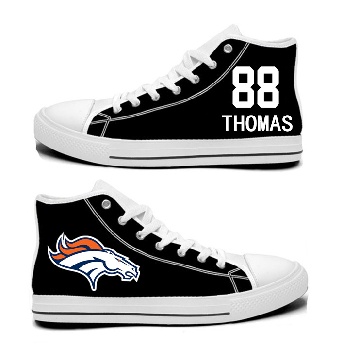 NFL  Denver Broncos 88#   Demaryius Thomas  black Hand Painted Unisex Custom Centre-TOP Canvas Shoes