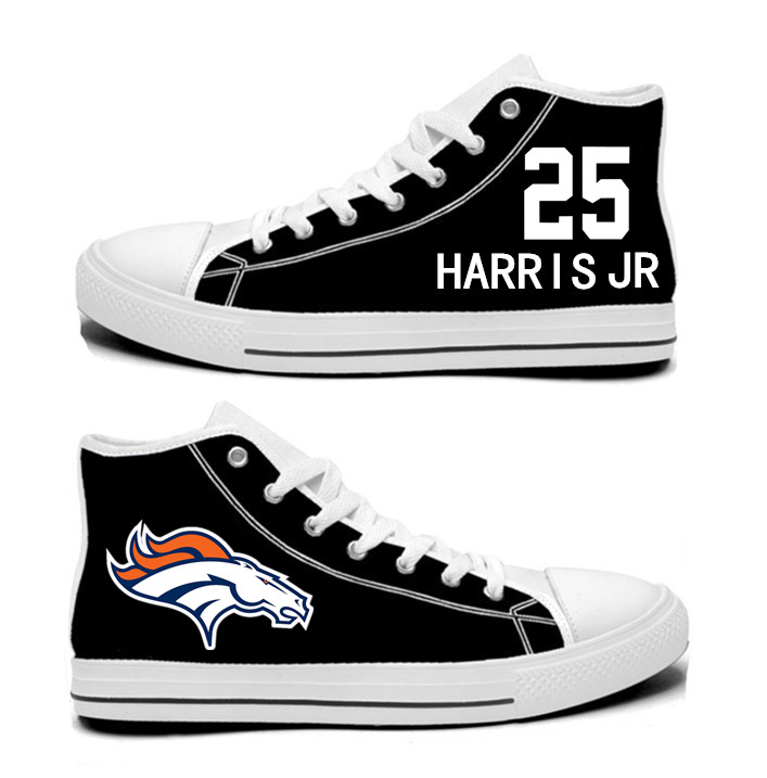 NFL  Denver Broncos 25# Chris Harris Jr  black Hand Painted Unisex Custom Centre-TOP Canvas Shoes