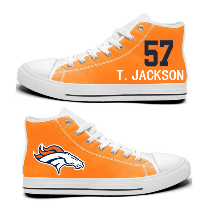 NFL  Denver Broncos 57#   Tom Jackson orange Hand Painted Unisex Custom Centre-TOP Canvas Shoes