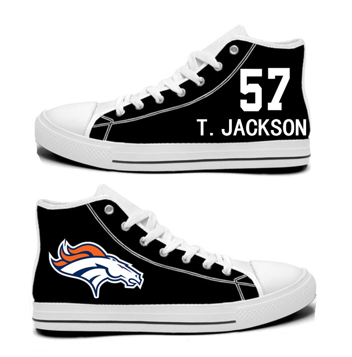 NFL  Denver Broncos 57#   Tom Jackson black Hand Painted Unisex Custom Centre-TOP Canvas Shoes