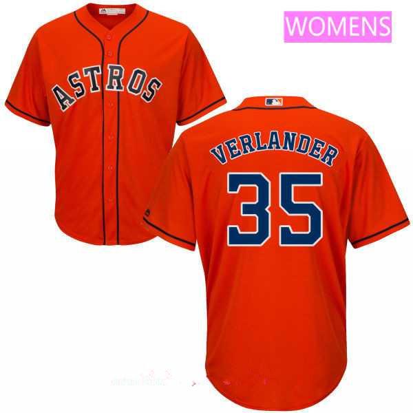 Women's Houston Astros #35 Justin Verlander Orange MLB Majestic Cool Base Stitched Jersey