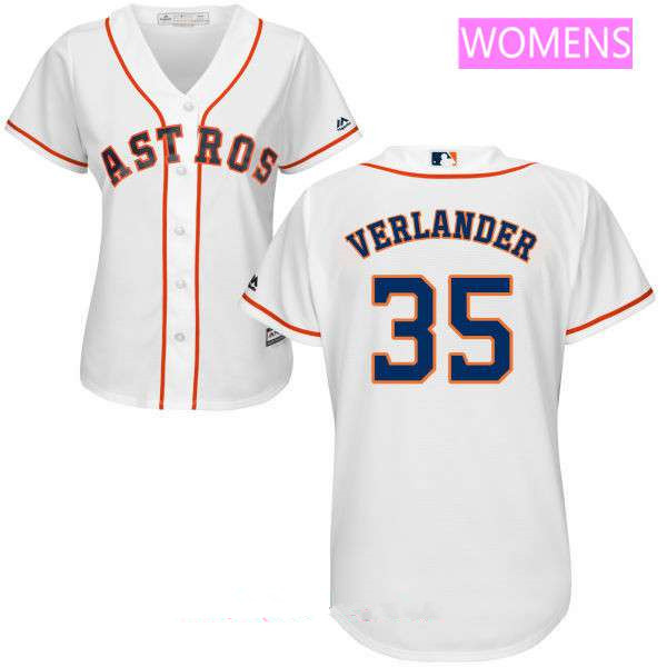 Women's Houston Astros #35 Justin Verlander White Home MLB Majestic Cool Base Stitched Jersey