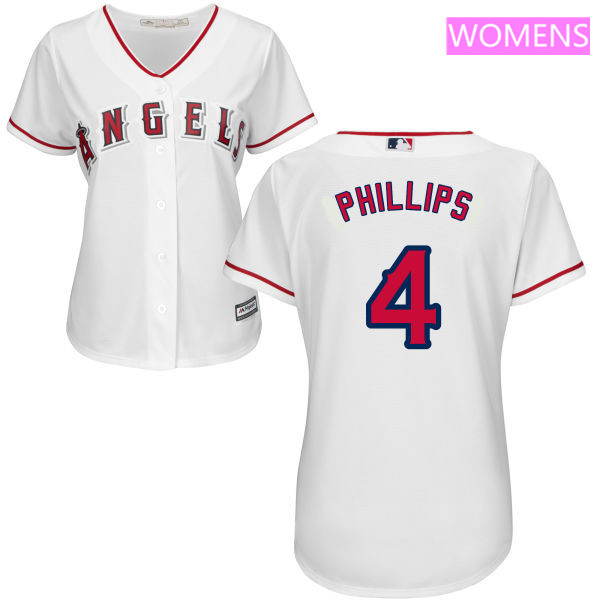 Women's Los Angeles Angels #4 Brandon Phillips White MLB Majestic Cool Base Stitched Jersey