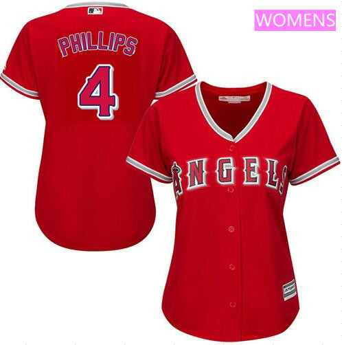 Women's Los Angeles Angels #4 Brandon Phillips Red Alternate MLB Majestic Cool Base Stitched Jersey