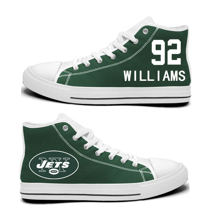 NFL New York Jets 92#  Leonard Williams Green  Hand Painted Unisex Custom Centre-TOP Canvas Shoes