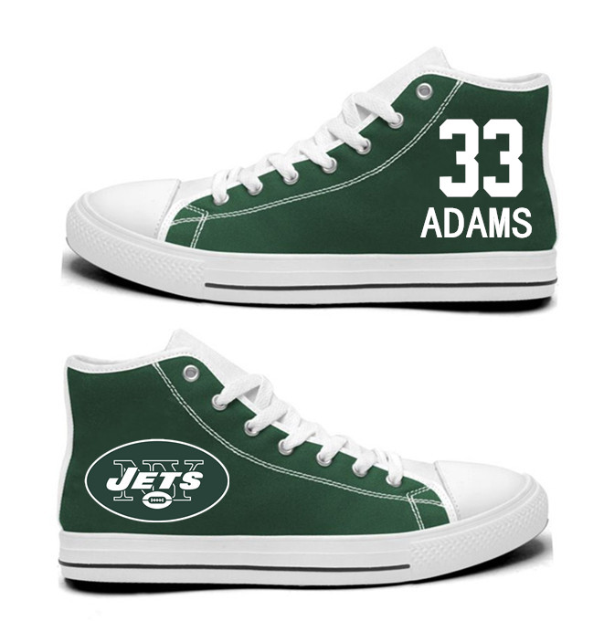 NFL New York Jets 33#  Jamal Adams Green  Hand Painted Unisex Custom Centre-TOP Canvas Shoes