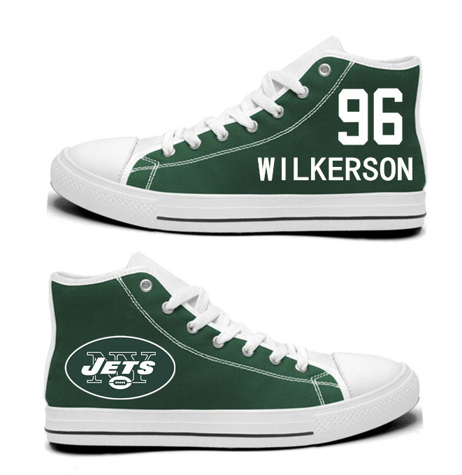 NFL New York Jets 96#  Muhammad Wilkerson  Green  Hand Painted Unisex Custom Centre-TOP Canvas Shoes