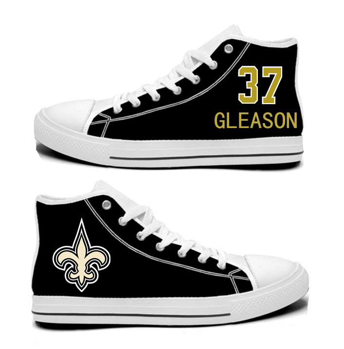 NFL New Orleans Saints 37#  Steve Gleason  Black Hand Painted Unisex Custom Centre-TOP Canvas Shoes