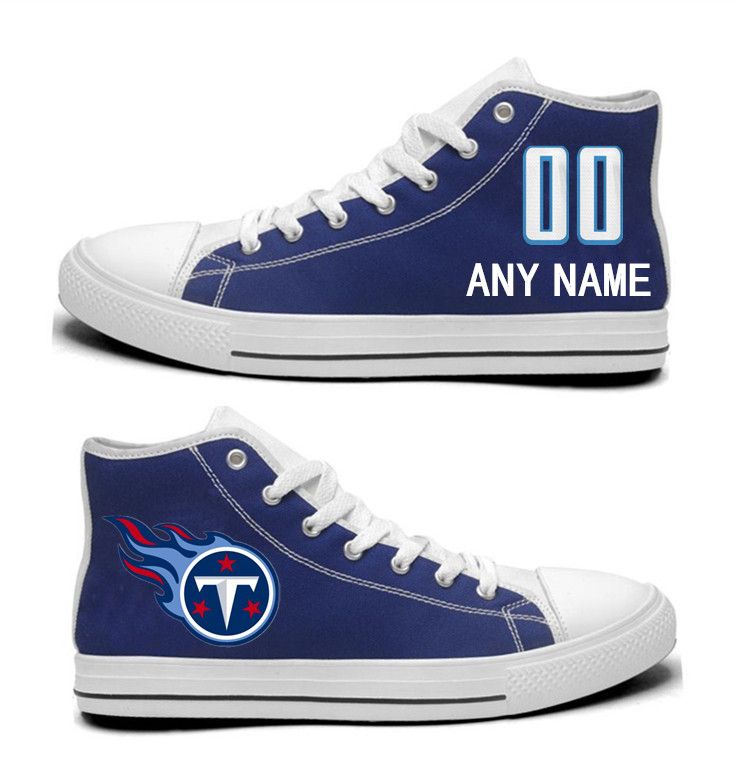 NFL Tennessee Titans Navy Custom Hand Painted Unisex Custom Centre-TOP Canvas Shoes