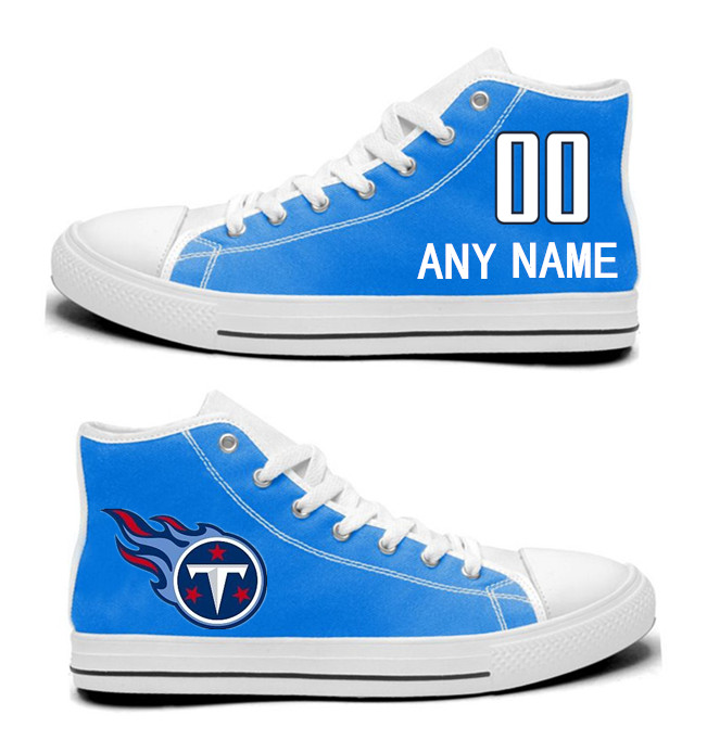 NFL Tennessee Titans blue Custom Hand Painted Unisex Custom Centre-TOP Canvas Shoes