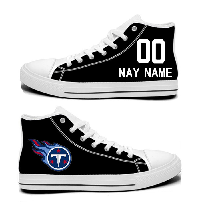 NFL Tennessee Titans black Custom Hand Painted Unisex Custom Centre-TOP Canvas Shoes