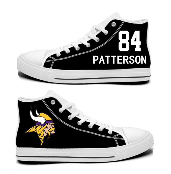 NFL Minnesota Vikings 84# Cordarrelle Patterson black Hand Painted Unisex Custom Centre-TOP Canvas Shoes