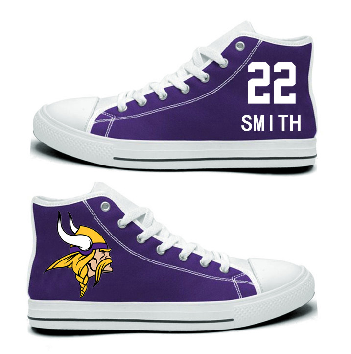 NFL Minnesota Vikings 22# Harrison Smith Purple Hand Painted Unisex Custom Centre-TOP Canvas Shoes