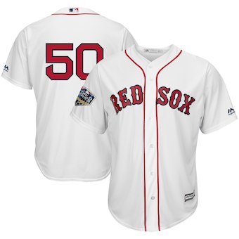 Boston Red Sox #50 Mookie Betts Majestic White 2018 World Series Cool Base Player Number Jersey