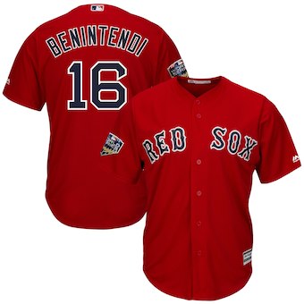 Boston Red Sox #16 Andrew Benintendi Majestic Scarlet 2018 World Series Cool Base Player Jersey1