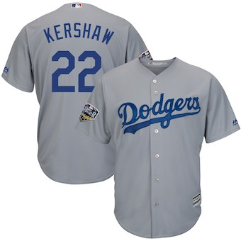 Los Angeles Dodgers #22 Clayton Kershaw Majestic Gray 2018 World Series Cool Base Player Jersey