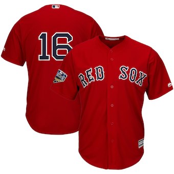 Boston Red Sox #16 Andrew Benintendi Majestic Scarlet 2018 World Series Cool Base Player Jersey