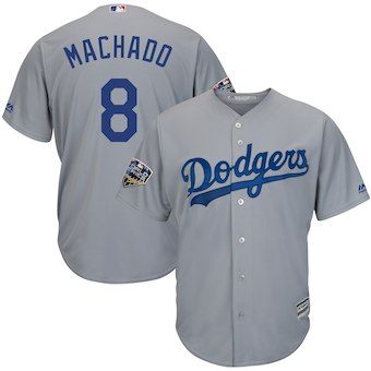 Los Angeles Dodgers #8 Clayton Kershaw Majestic Gray 2018 World Series Cool Base Player Jersey