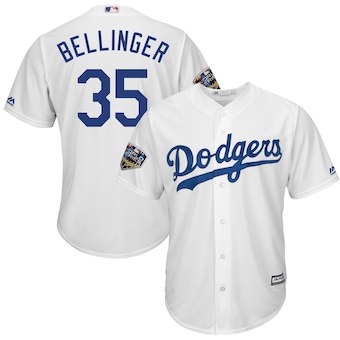 Los Angeles Dodgers #35 Cody Bellinger Majestic White 2018 World Series Cool Base Player Jersey