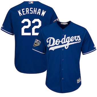 Los Angeles Dodgers #22 Clayton Kershaw Majestic Royal 2018 World Series Cool Base Player Jersey