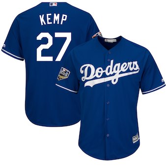 Los Angeles Dodgers #27 Kenley Jansen Majestic Royal 2018 World Series Cool Base Player Jersey