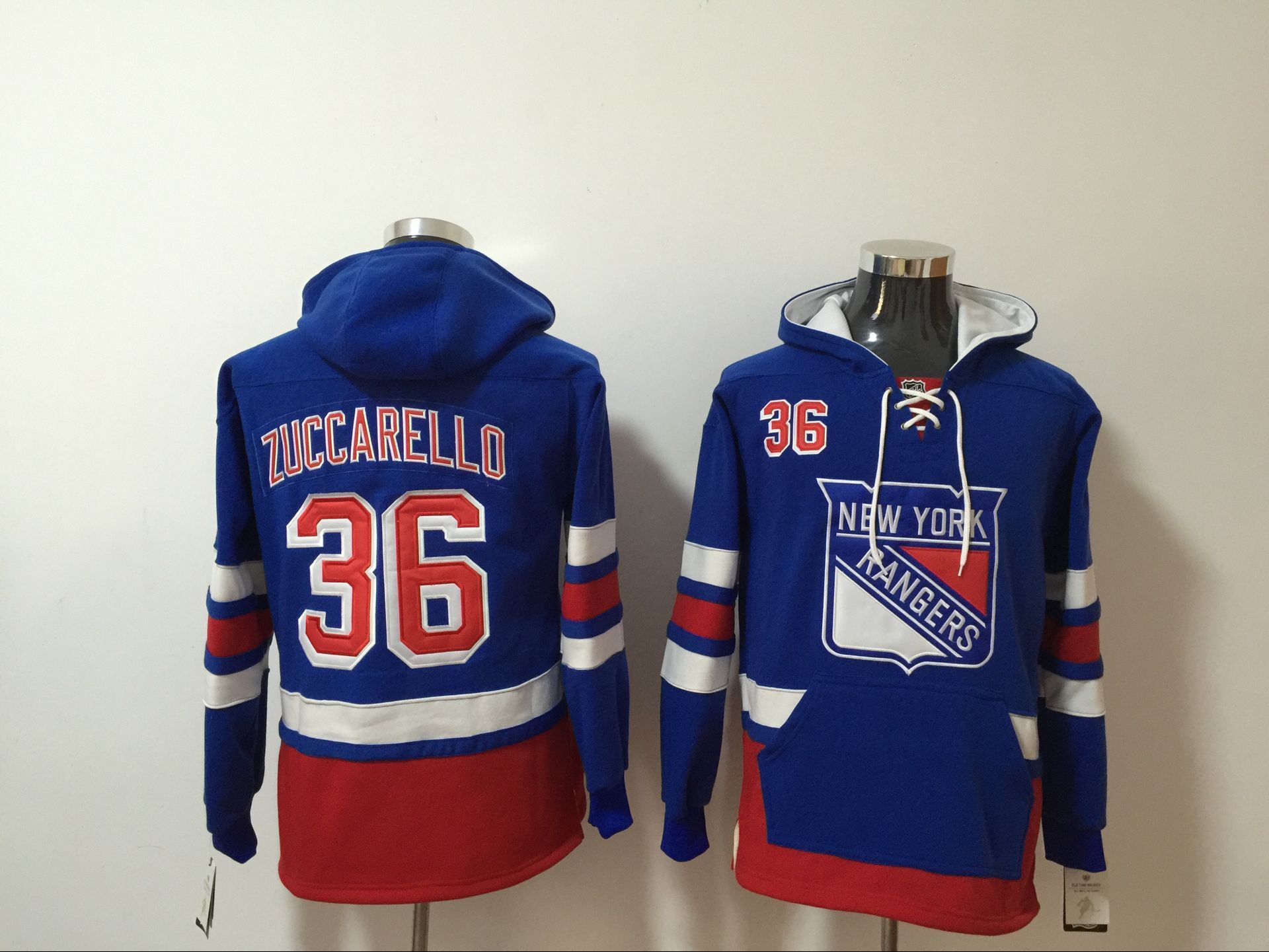 Rangers #36 Mats Zuccarello Royal All Stitched Hooded Sweatshirt
