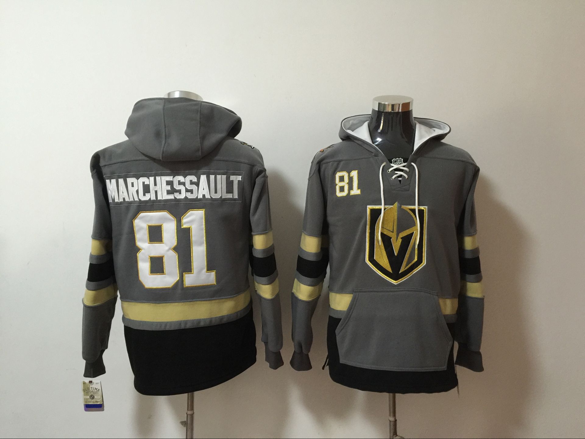 Vegas Golden Knights #81 Jonathan Marchessault Gray All Stitched Hooded Sweatshirt