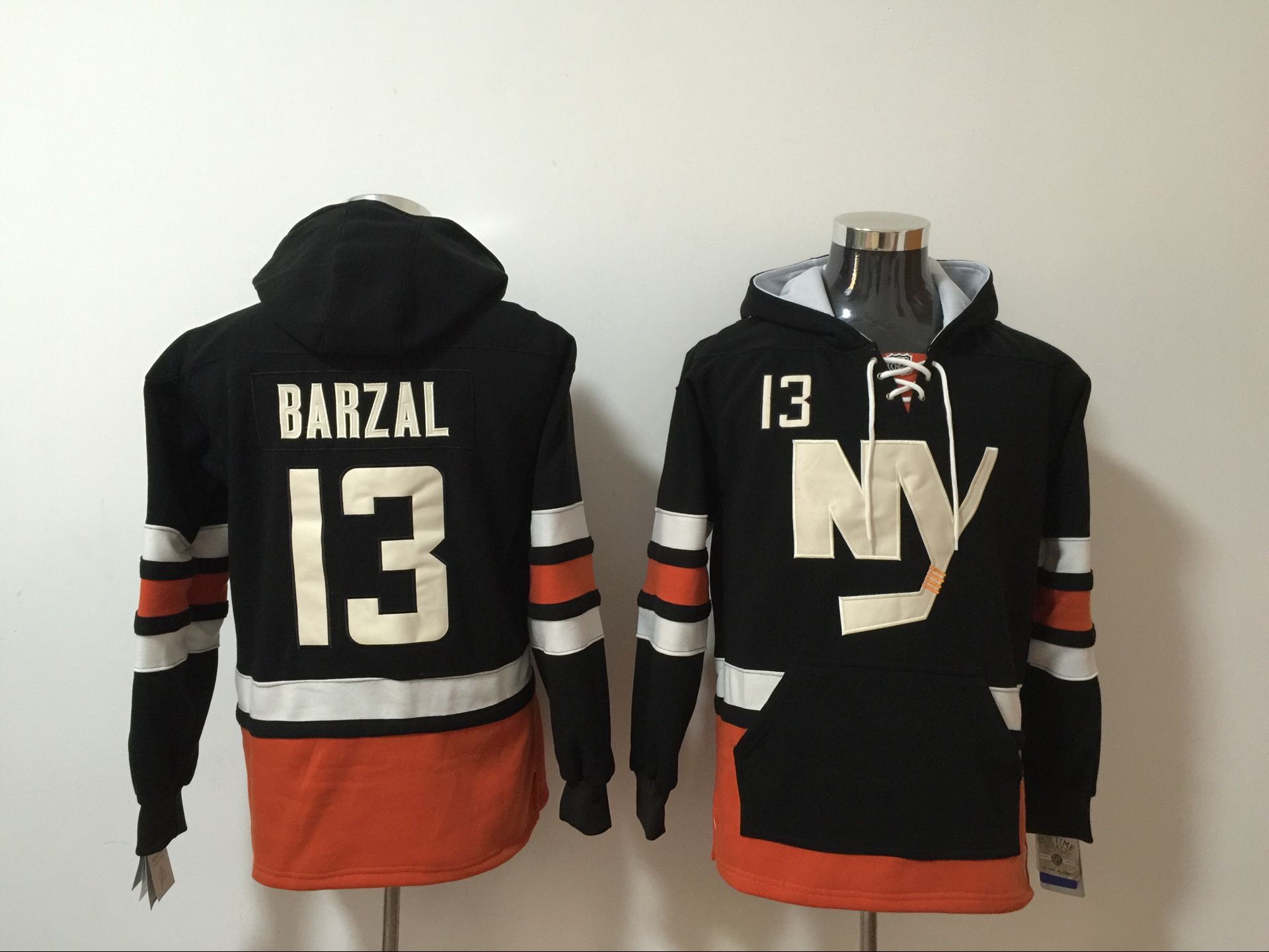 Rangers #13 Mathew Barzal Black All Stitched Hooded Sweatshirt