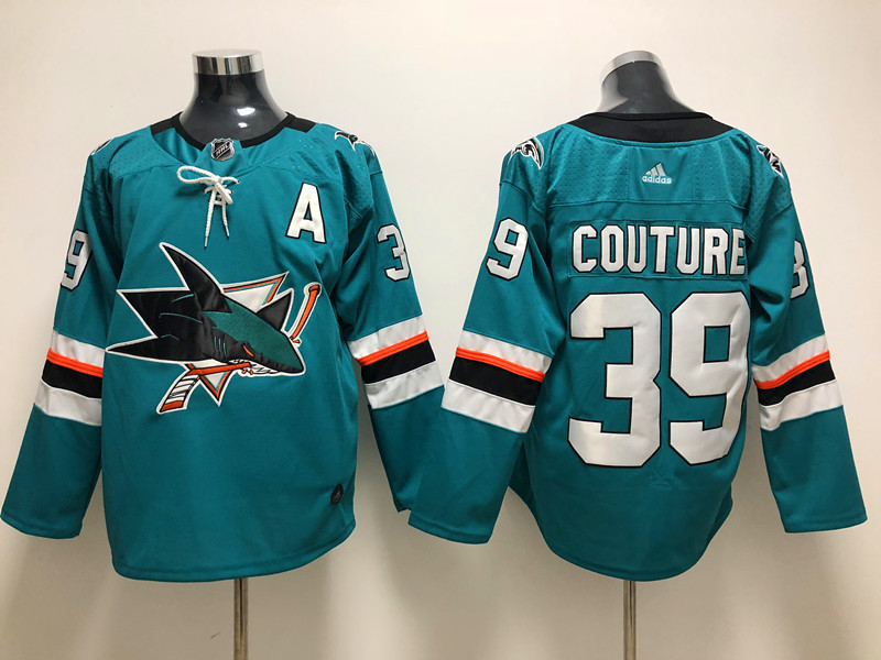 Sharks 39 Logan Couture Teal Adidas Jersey