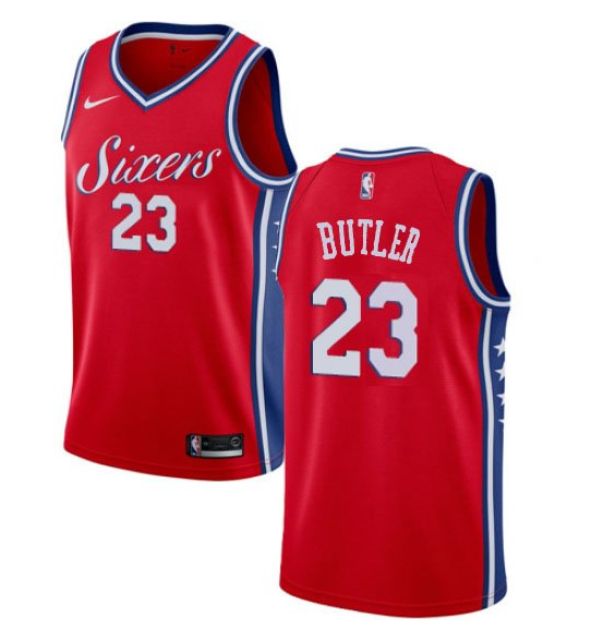 Men's Philadelphia 76ers #23 Jimmy Butler Red NEW Blue Jersey