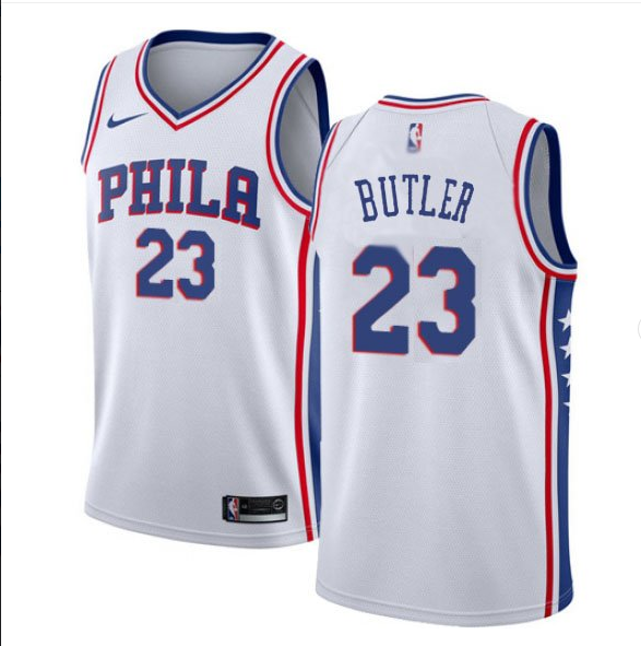 Men's Philadelphia 76ers #23 Jimmy Butler White Jersey