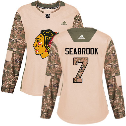 Women's Chicago Blackhawks #7 Brent Seabrook Camo Authentic 2017 Veterans Day Stitched NHL Jersey