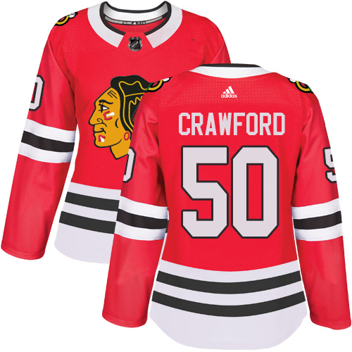Women's Chicago Blackhawks #50 Corey Crawford Red Home Authentic Chicago Blackhawks #14 Richard Panik Red Home Authentic Women's Stitched NHL Jersey Stitched NHL Jersey