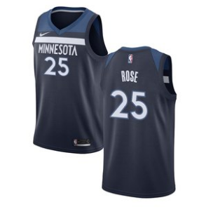 Nike Timberwolves #25 Derrick Rose Navy Nike Swingman Jersey