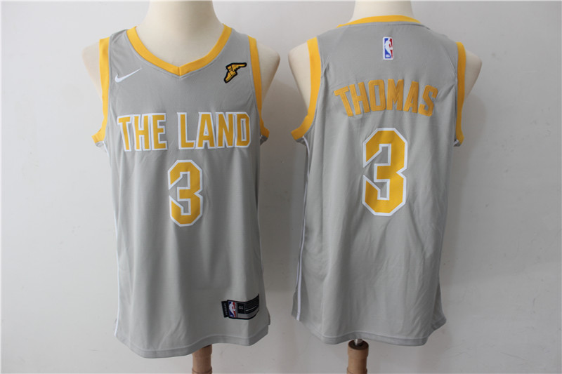 Men's Cavaliers 3 Isaiah Thomas Gray The Land Nike Swingman NBA Stitched Jersey